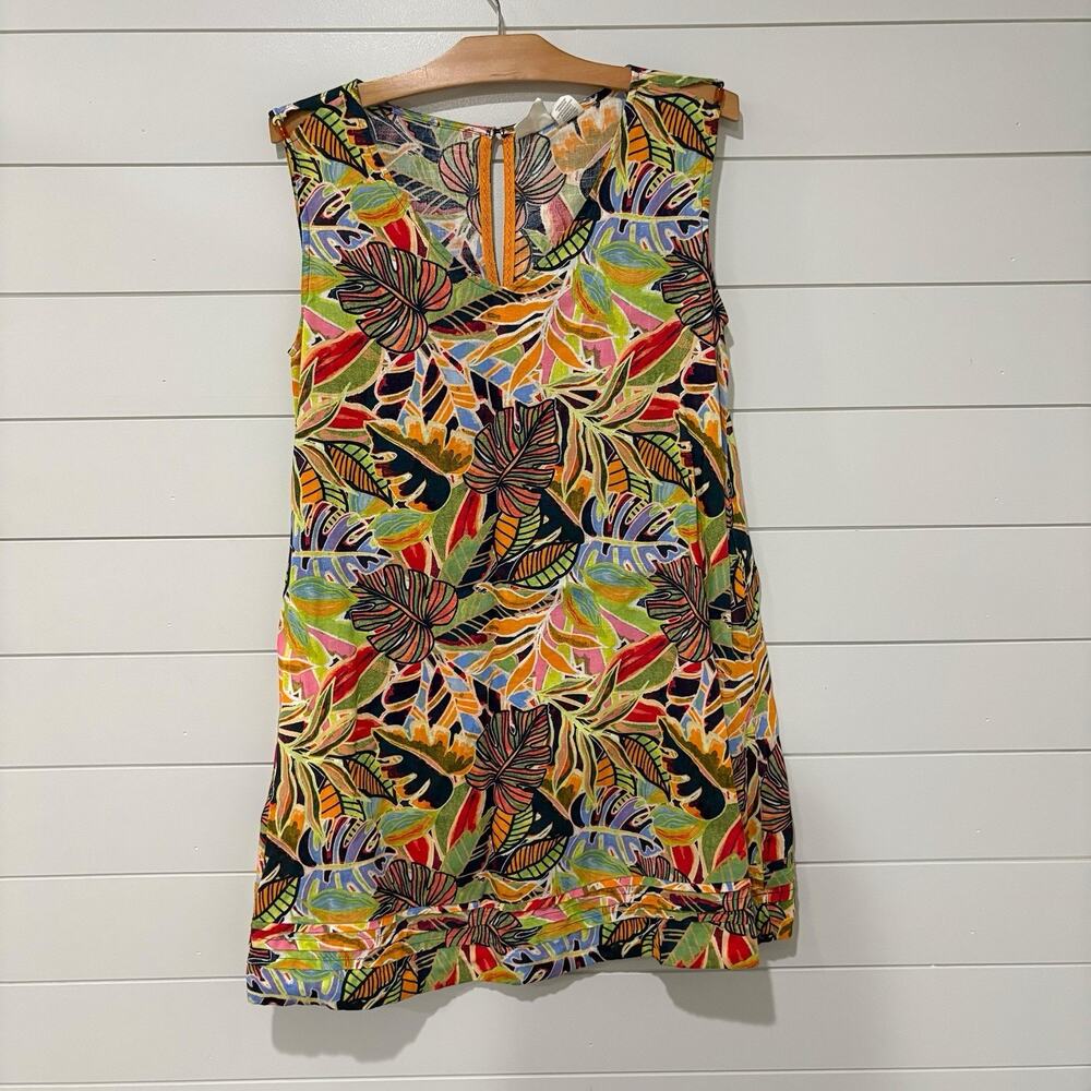 C & C California | Dress Linen Sleeveless Tropical Floral Colorful- Size Small